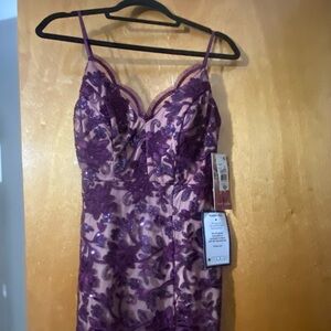 Elegant sequence purple dress